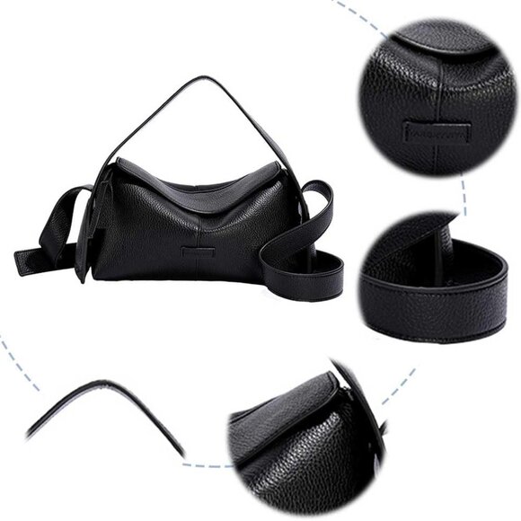 Lightweight Crossbody Bag - Soft PU Leather with Nylon Lining - Modern Elegance - Picture 5 of 6